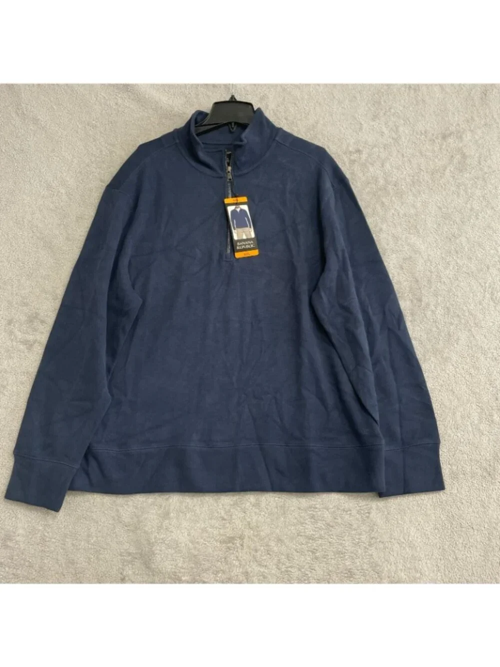Banana Republic Men's XXL Navy Half-Zip Pullover Sweatshirt Cotton-Blend M1020